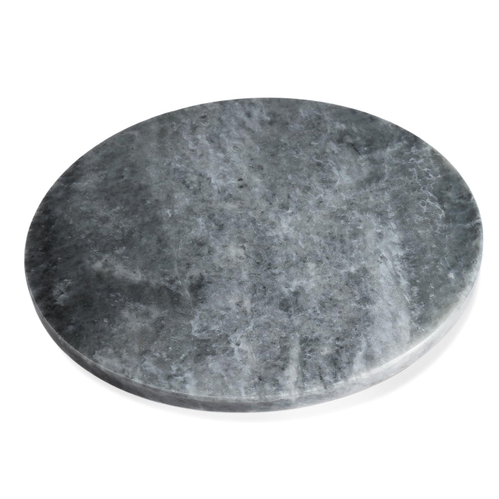 Koville Brazilian Round Marble Cutting Board for Kitchen, 11inch Round Hand Crafted Marble Slab for Cheese, Charcuterie, Pastry Board - Wedding Gift, House Warming Gift(Rhino Grey)