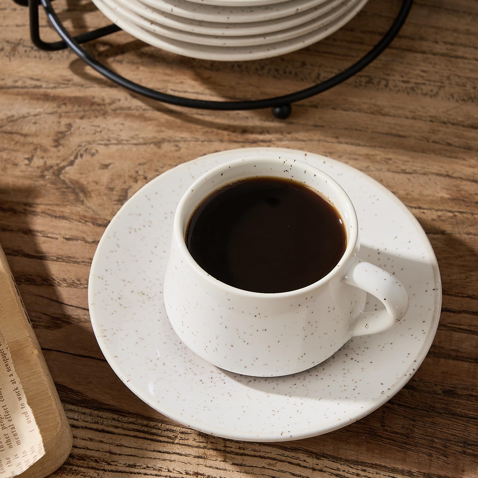 Stackable Cappuccino Cup Set of 6 [4oz]Activated-Glazed Ceramic Coffee Cup