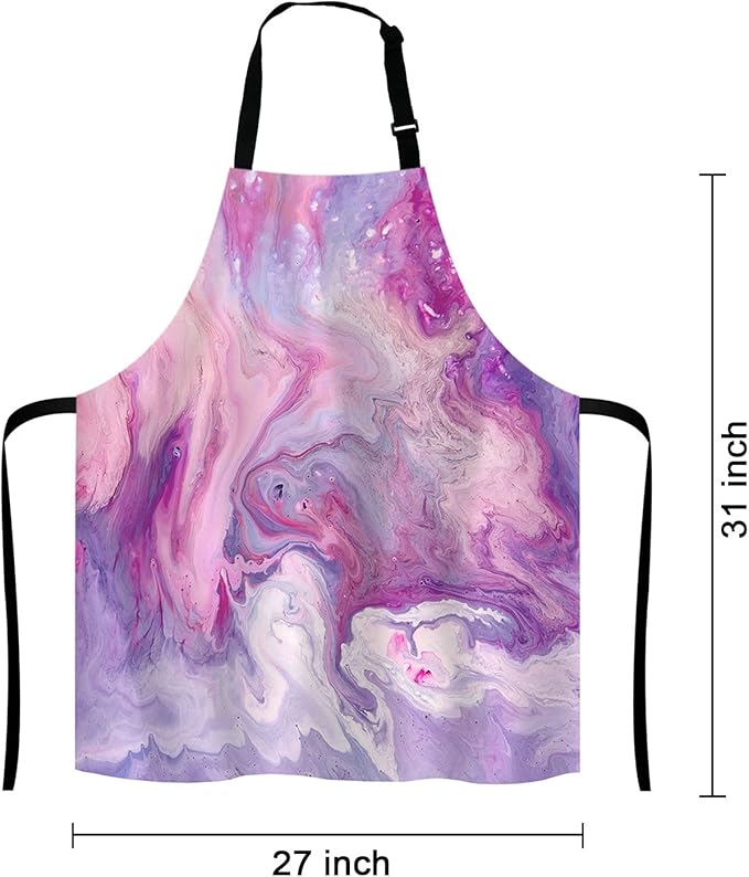Purple Marble Pattern Bib Apron with Adjustable Neck for Men Women,Suitable for Home Kitchen Cooking Waitress Chef Grill Bistro Baking BBQ Apron
