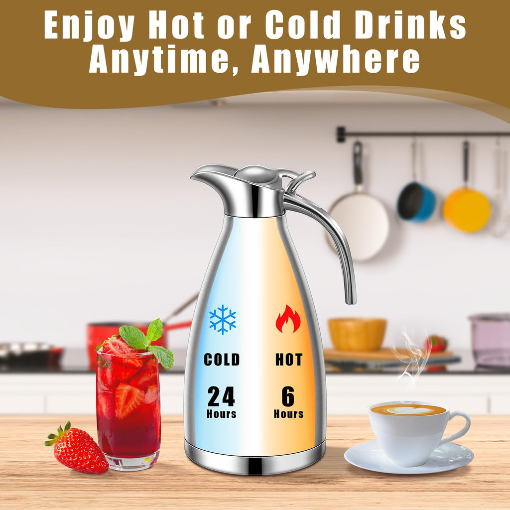 Uiifan 2 Pcs 68oz Thermal Coffee Carafe for Keeping Hot/Cold