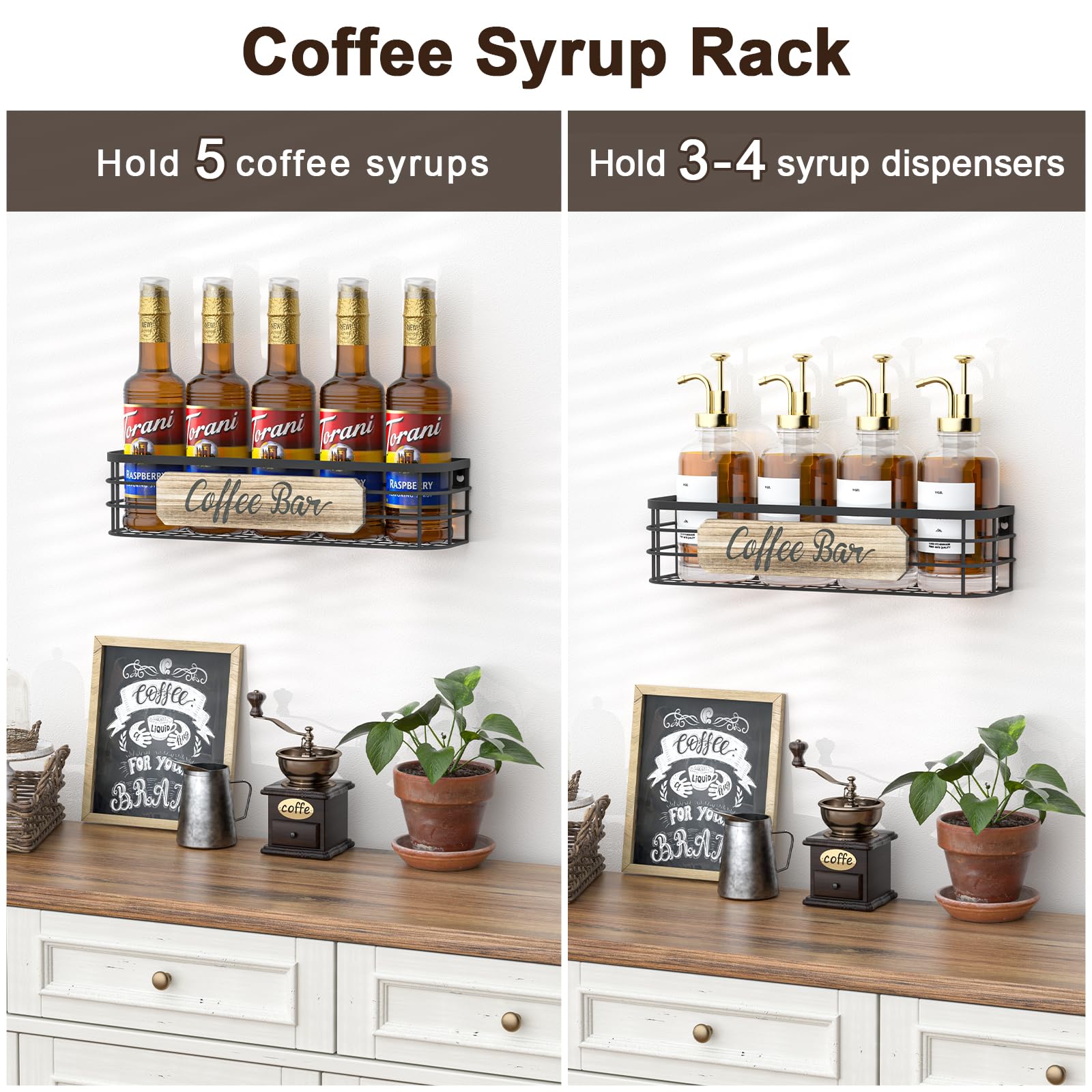 Filano Coffee Cup Holder 2 Pack Coffee Bar Shelf with 12 Mug Hooks, Mug Organizer Floating Mug Racks for Wall, Coffee Cup Display Hanger Pods Holder, Farmhouse Coffee Bar Decor Kitchen Accessories