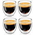 Espresso Cups Set of 4, 3 OZ Expresso Shots Glass Cup, Double Walled Glass Coffee Mugs, Espresso Machine Accessories,Insulated Clear Espresso Shot Glasses Cups,Water Won't Enter Between Double Walls