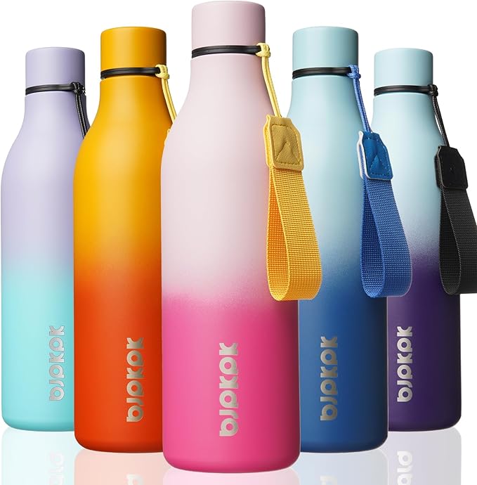 BJPKPK 18oz Insulated Water Bottle, Stainless Steel Bottle with Carry Strap