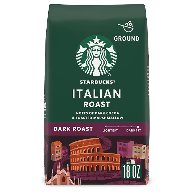 Starbucks Ground Coffee, Dark Roast Coffee, Italian Roast, 100% Arabica, 1 bag (18 oz)