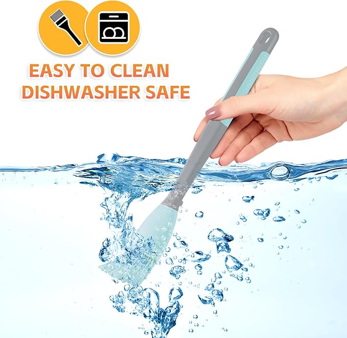 Silicone Pastry Basting Brush - 2Pcs Extra Long Silicone Basting Brush for Grilling,2inch Wide Heat Resistant Brushes Spread Oil Butter Sauce Marinade for Cooking Baking BBQ(Blue 2)