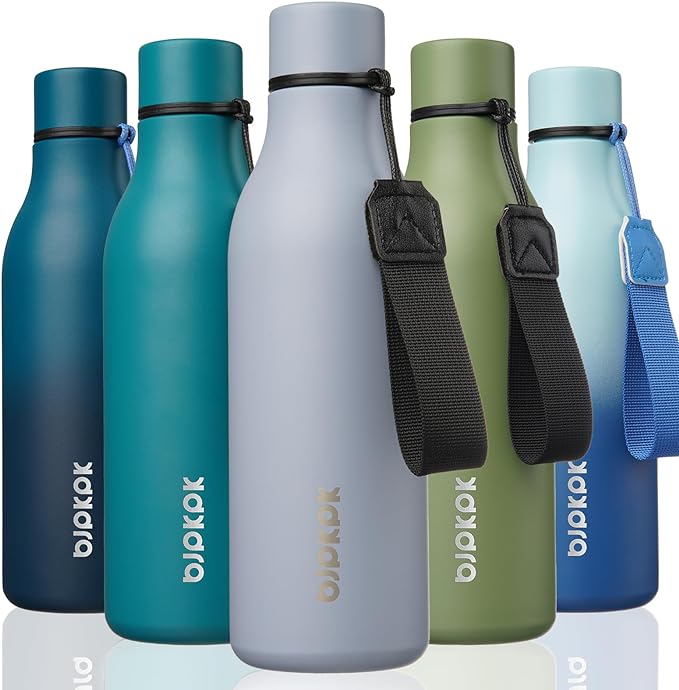 BJPKPK 18oz Insulated Water Bottle, Stainless Steel Bottle with Carry Strap