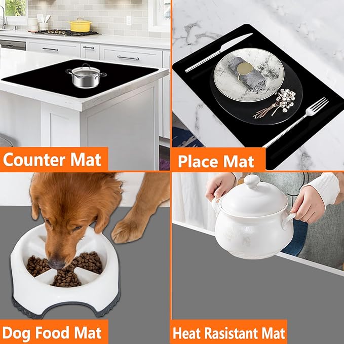 47.3''x23.6''(120cmx60cm) Extra Large Silicone Mat for Kitchen Counter, Heat Resistant Countertop Protector, Non-Slip Waterproof Kitchen Island Mat, Easy to Clean, Green