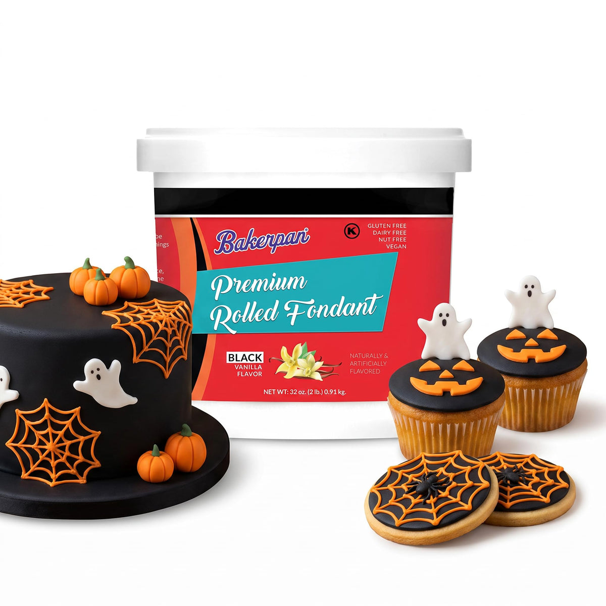 Bakerpan Premium Rolled Red Fondant For Cake Decorating - 2 Pounds