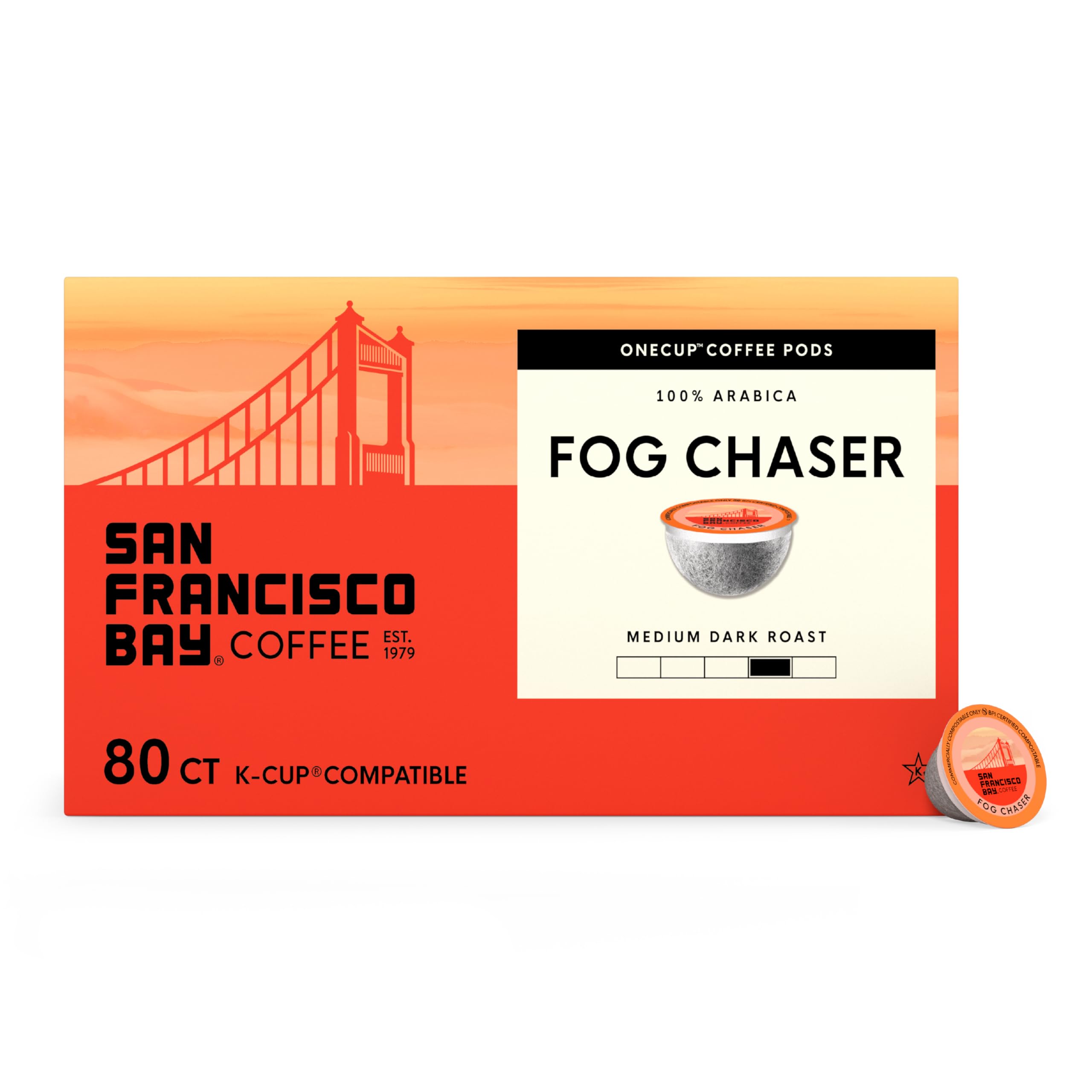 San Francisco Bay Fog Chaser K-Cup Compatible Coffee Pods, 80 ct