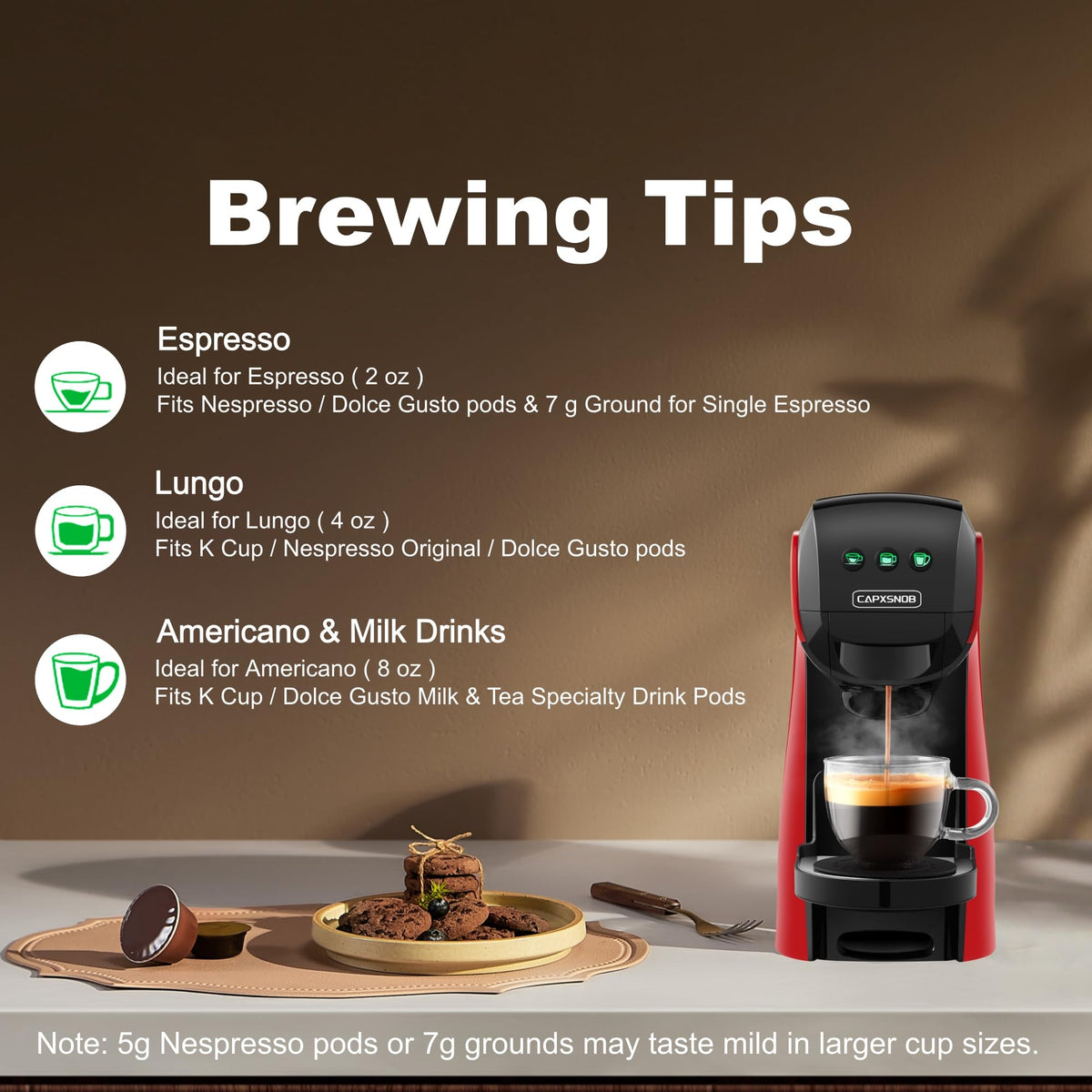 Warriors1 4-in-1 Coffee Maker & Espresso Machine for Pods & Grounds, 20Bar