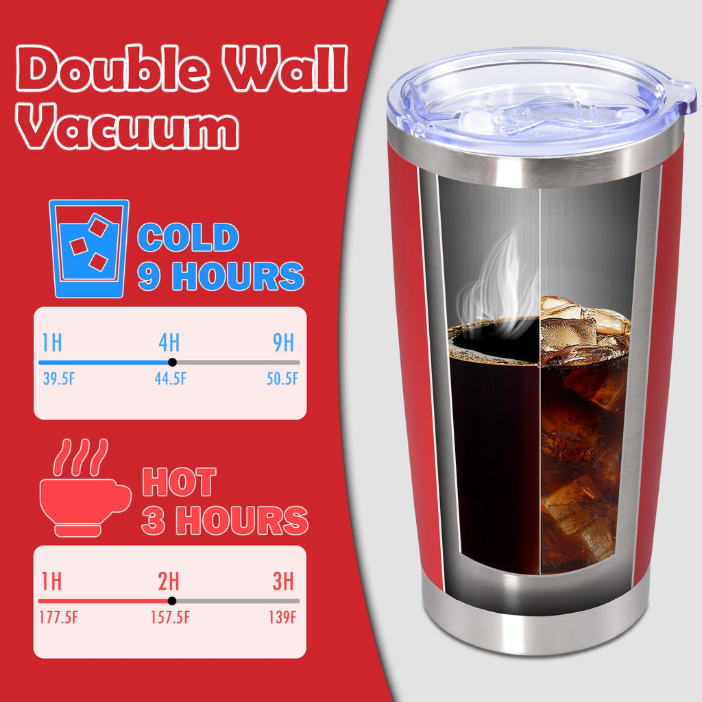 AUWBON 20oz Tumbler Stainless Steel Tumbler Coffee Tumbler with Lid Red, 4P