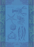 Garnier Thiebaut L'Ocean Bleu (The Blue Ocean) French Kitchen Towel 22"x30", Cotton, Jacquard