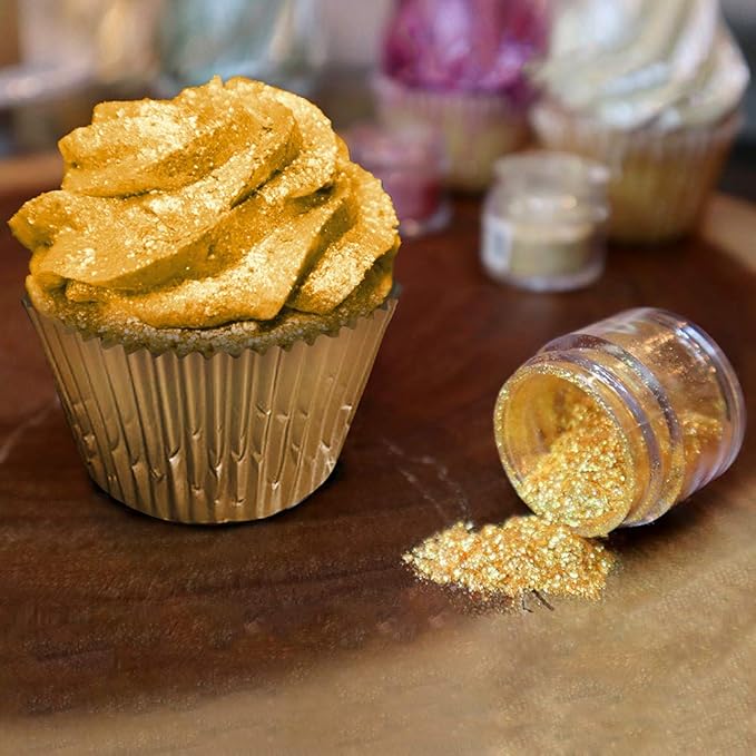 BAKELL Royal Gold Edible Glitter, 45 Grams | TINKER DUST Edible Glitter | KOSHER Certified | 100% Edible Glitter | Cakes, Cupcakes, Cake Pops, Drinks, Dessert Vegan Glitter & Dusts (45g Shaker, Royal Gold)