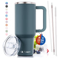 tweevo 40 oz Tumbler With Handle and Straw Made of Stainless Steel - Double Wall Vacuum Insulated Tumbler With Lid - Sweat Proof Easy Grip, BPA-Free, Dishwasher Safe Tumbler (Charcoal)
