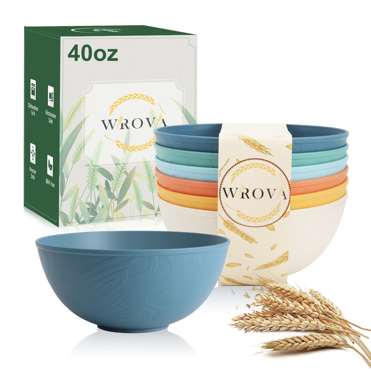 Wrova Mini Wheat Straw Bowls Set of 6, Unbreakable Snack Bowls for Kids