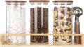 KKC HOME ACCENTS Sealed Glass Containers with Airtight Wood Lids and Scoops for Kitchen Counter,Sealed Jars for Flour,Brown Sugar,Loose Leaf Tea,Coffee Bean or Ground Coffee,39 Fluid-oz