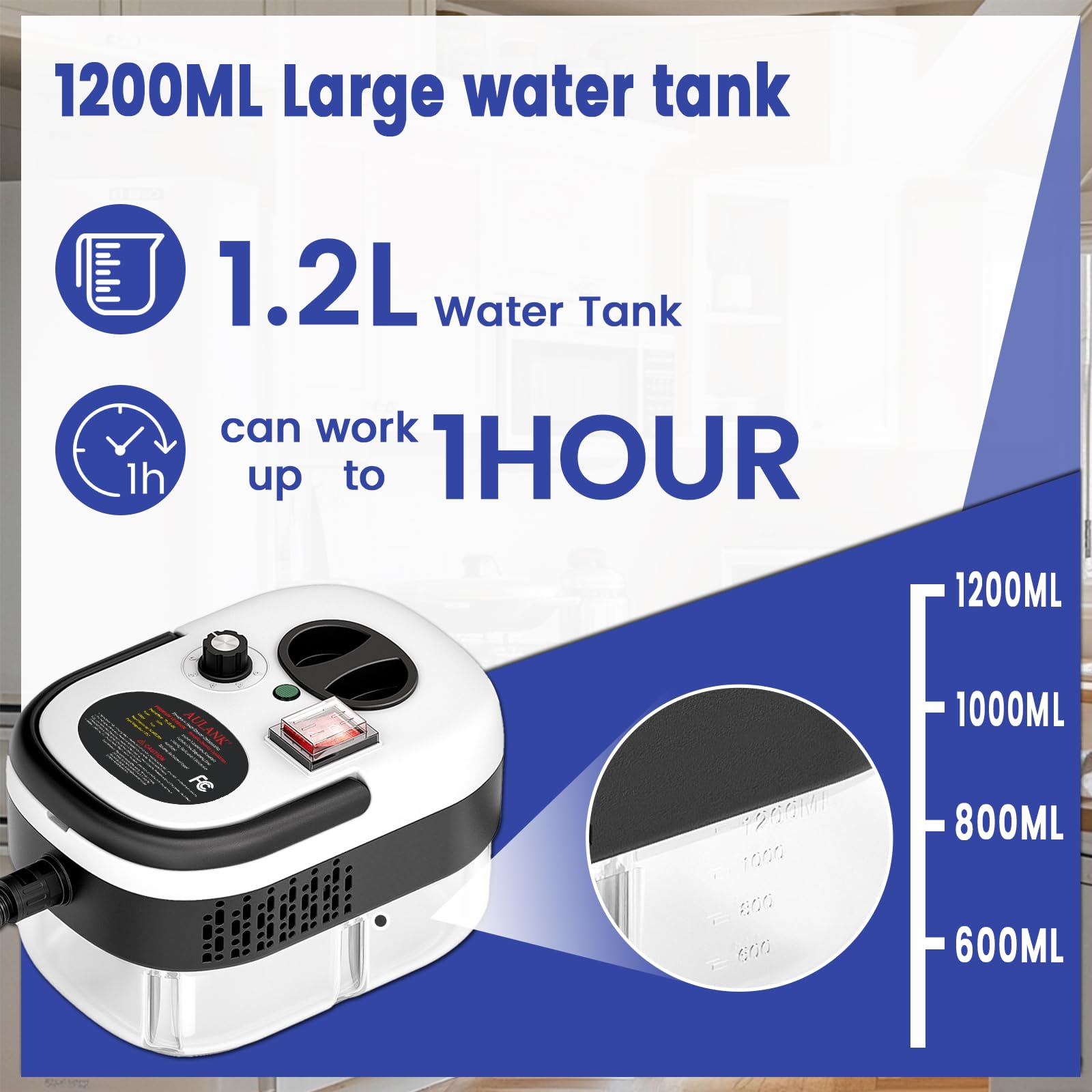 Steam Cleaner, Portable Pressurized Steamer for Cleaning with 14pcs Accessories, 6-Level Adjustable,15s Heat-Up, Handheld Steam Cleaner for Home, Tile, Dirt, Grout, Grease, Car Detailing (03-White)