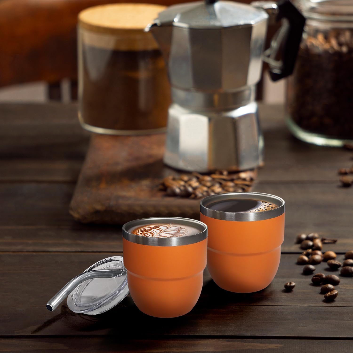 CHLJAR Espresso Cups, 4oz Insulated Espresso Cup Set of 2, Espresso Shot Cups, Stainless Steel Espresso Glasses, Stackable Mini Tumbler, Small Cup for Coffee