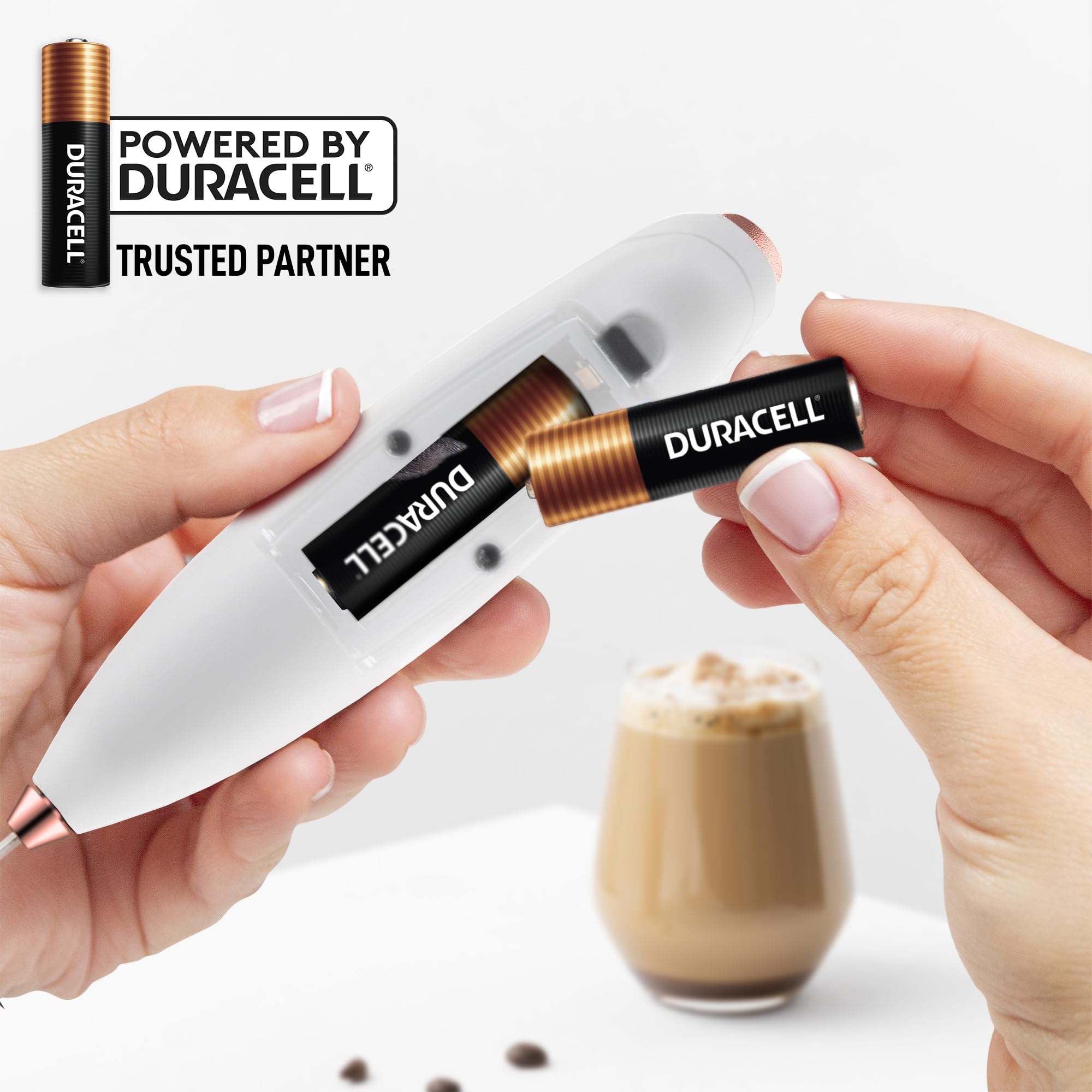 Zulay Kitchen Powerful Milk Frother Wand With Duracell Batteries - Ultra Fast Handheld Drink Mixer - Electric Whisk Foam Maker for Coffee, Lattes, Cappuccino & Matcha - Triple Whisk - Black