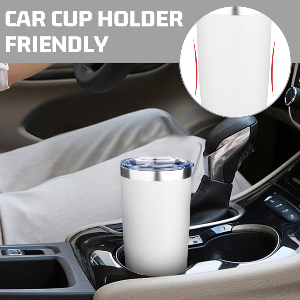 FLIFQI 20oz Tumbler with Lid Double Wall Vacuum Insulated Travel Coffee Mug Stainless Steel Thermal Cup Powder Coated Sturdy Coffee Tumbler for Hot and Cold Beverage (White,1)