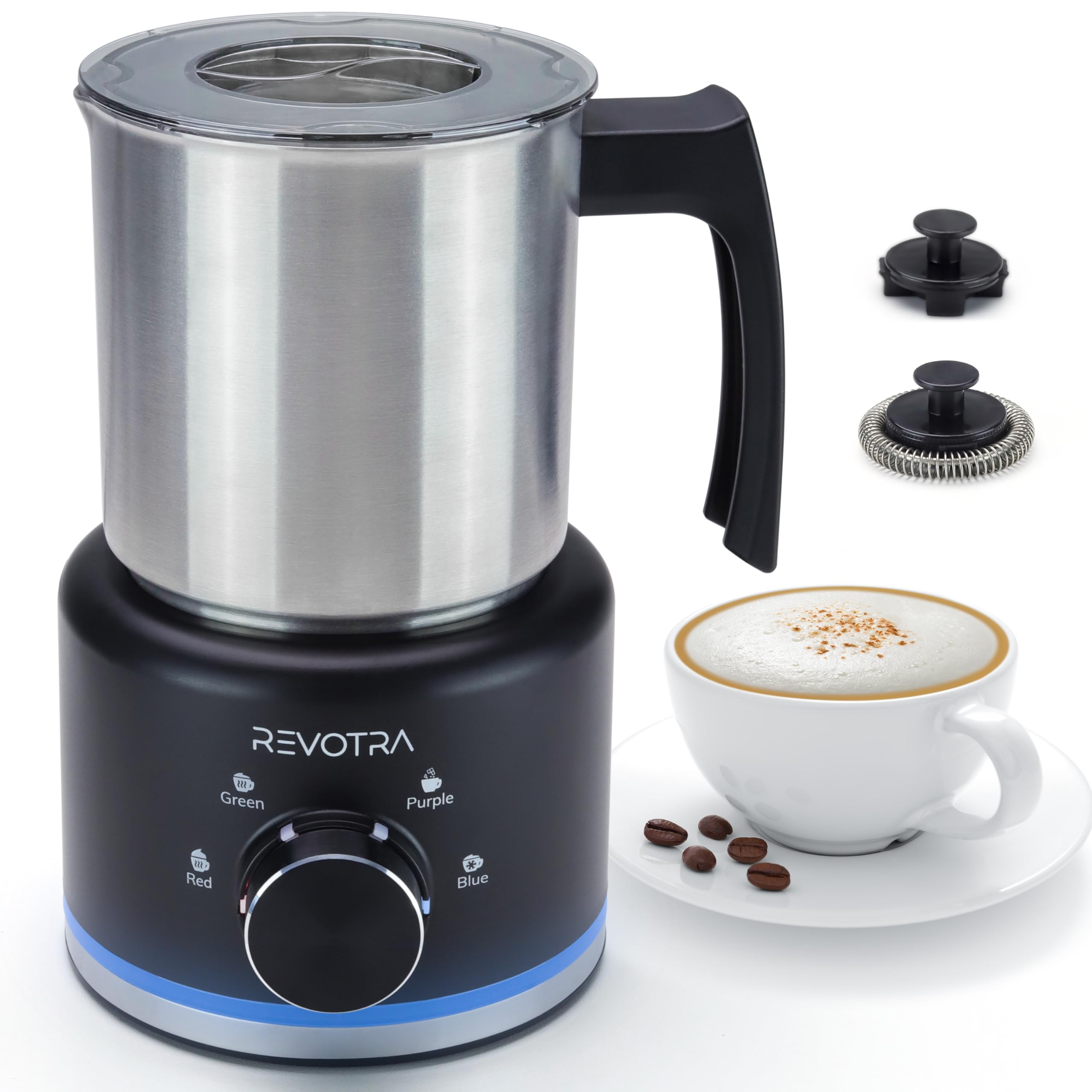 4 in 1 Milk Frother and Steamer, 500ml Stainless Steel Electric Foam Maker
