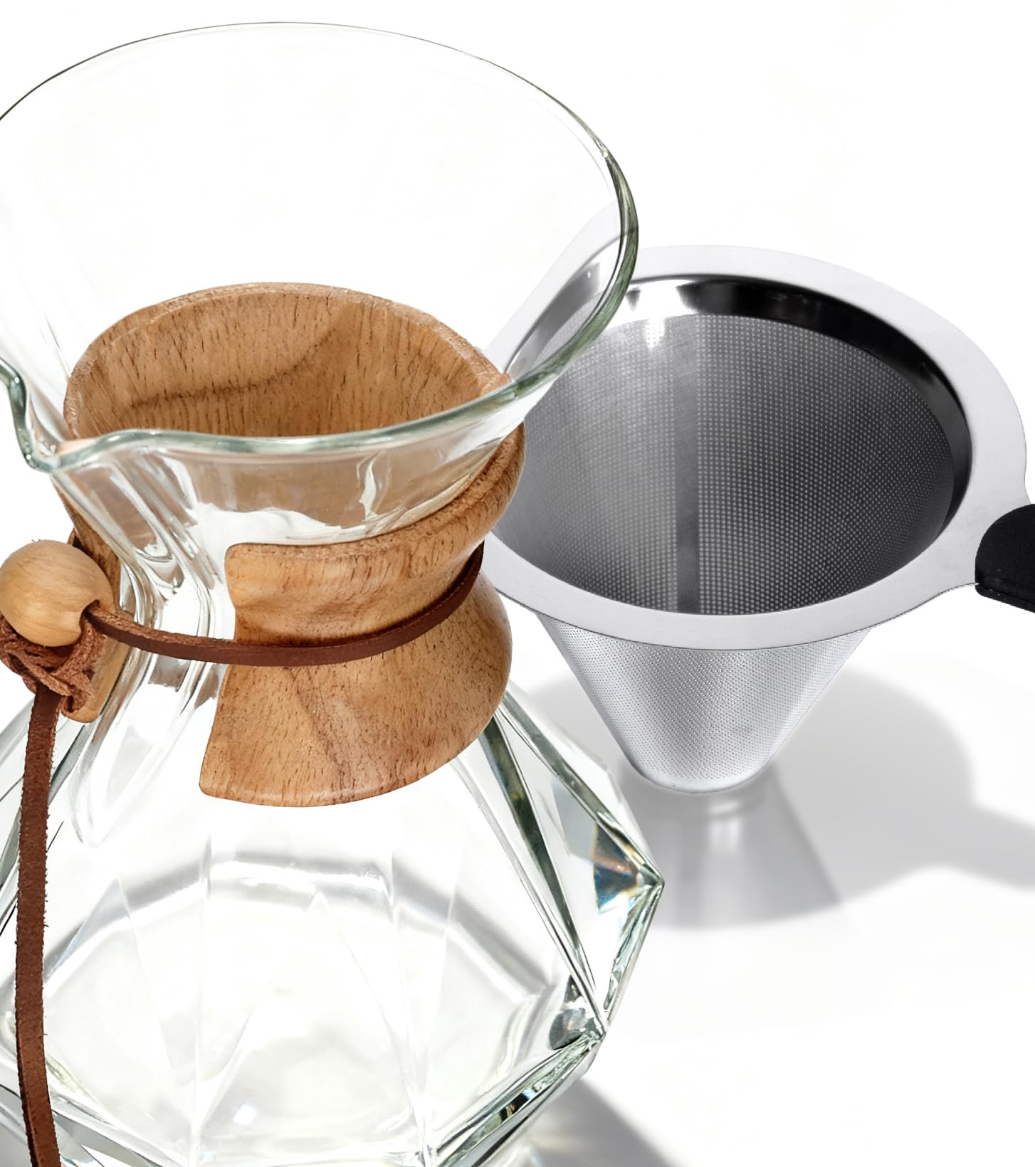 AGOGO Pour Over Coffee Maker Set, 28oz Diamond Style, 304 Stainless Filter