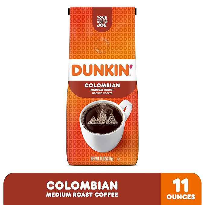 Dunkin' 100% Colombian Medium Roast Ground Coffee, 11 Ounces