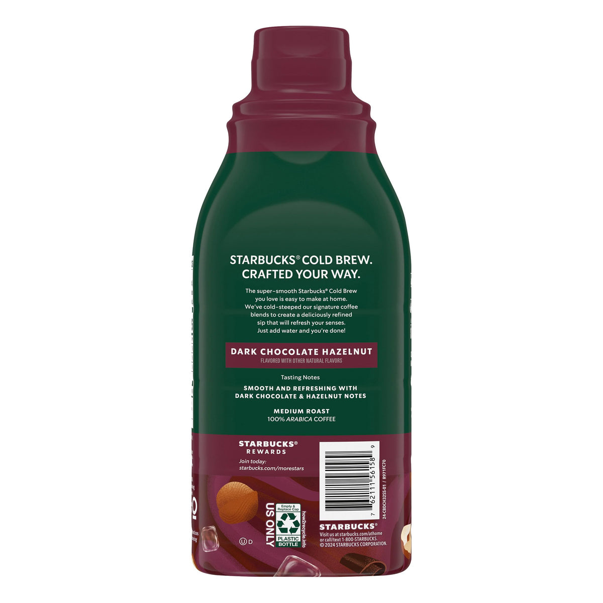 Starbucks Cold Brew Coffee Concentrate, Dark Chocolate Hazelnut Flavored Iced Coffee, 32 fl oz