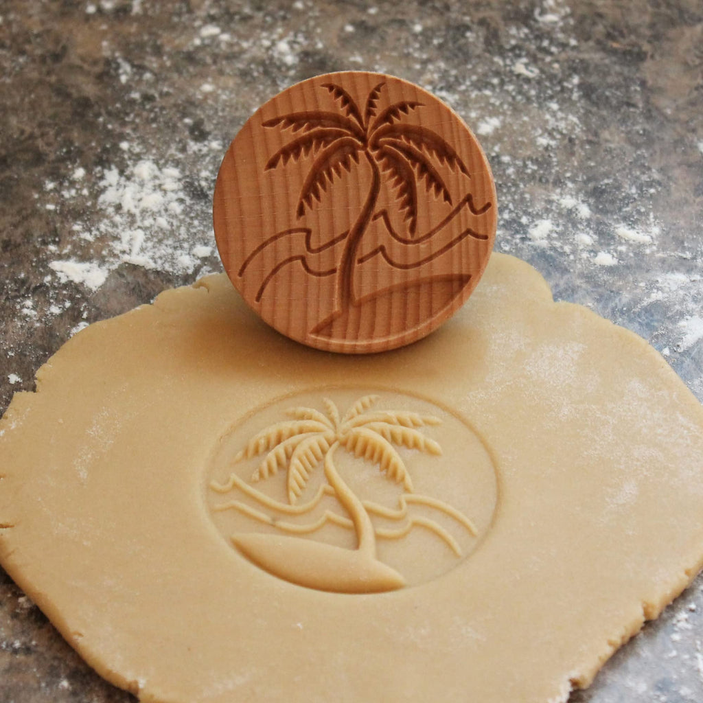 Fun Food Tools, Wood Cookie Stamp, 2.5 Inch (Tropical Island CS-046)