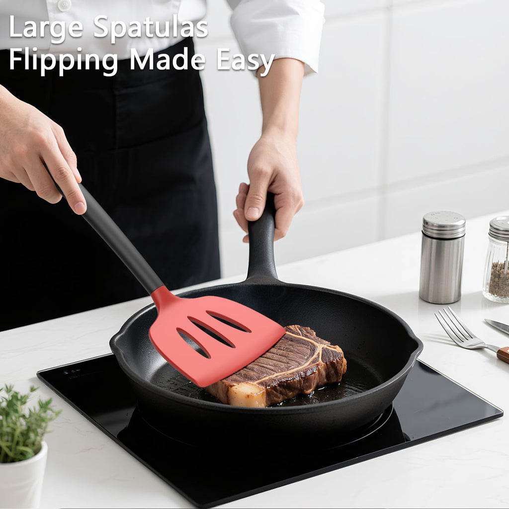 Coukre 3 Pack Silicone Spatula Set, Heat Resistant to 500°F, BPA-Free