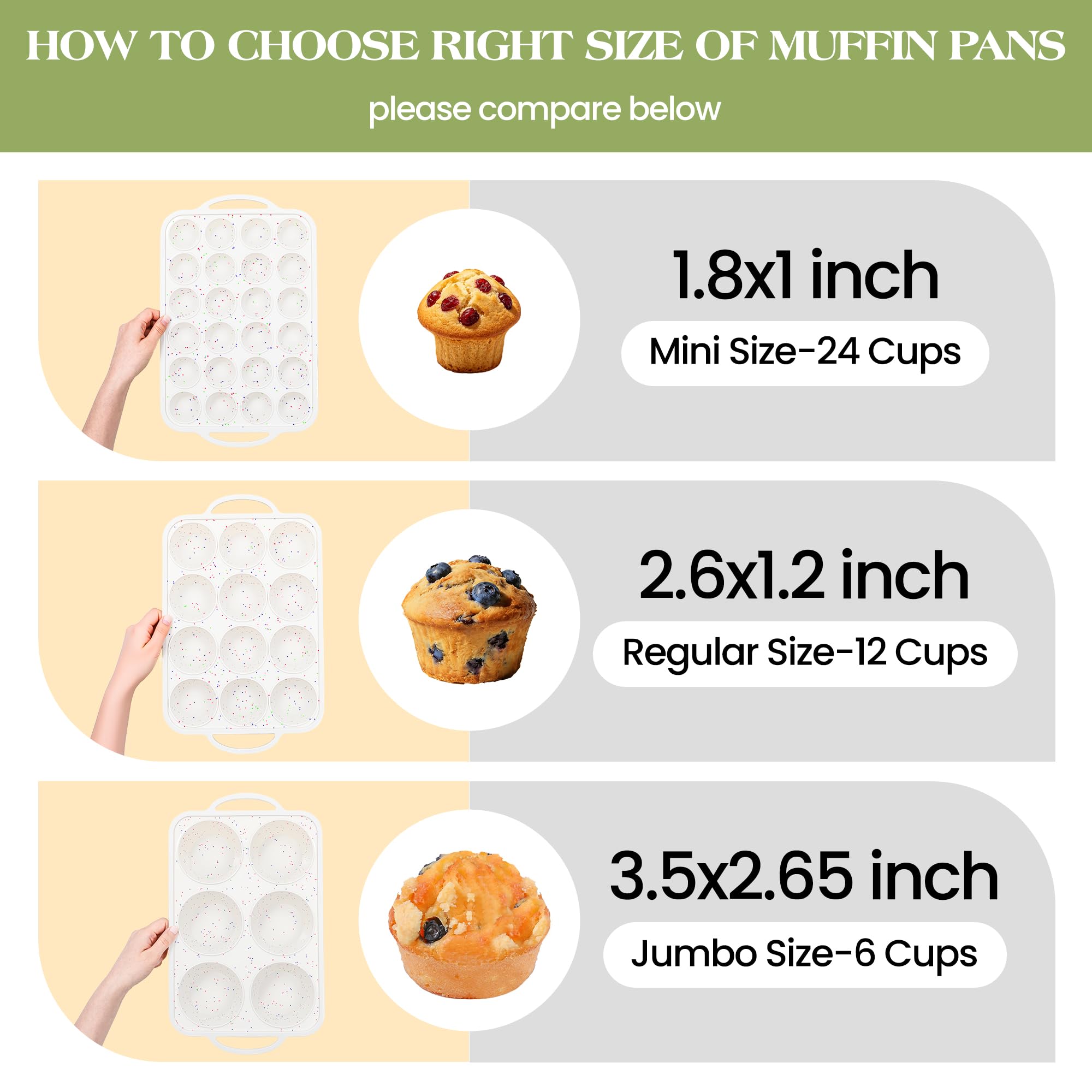AOTASO 2 Pcs Silicone Muffin Pan with Metal Frame Nonstick 12 Cup Regular Size Cupcake Pan Silicone Muffin Tray for Baking Egg Bites Muffins Cupcakes Gifts for Mom Home Baker Kitchen (Cream)