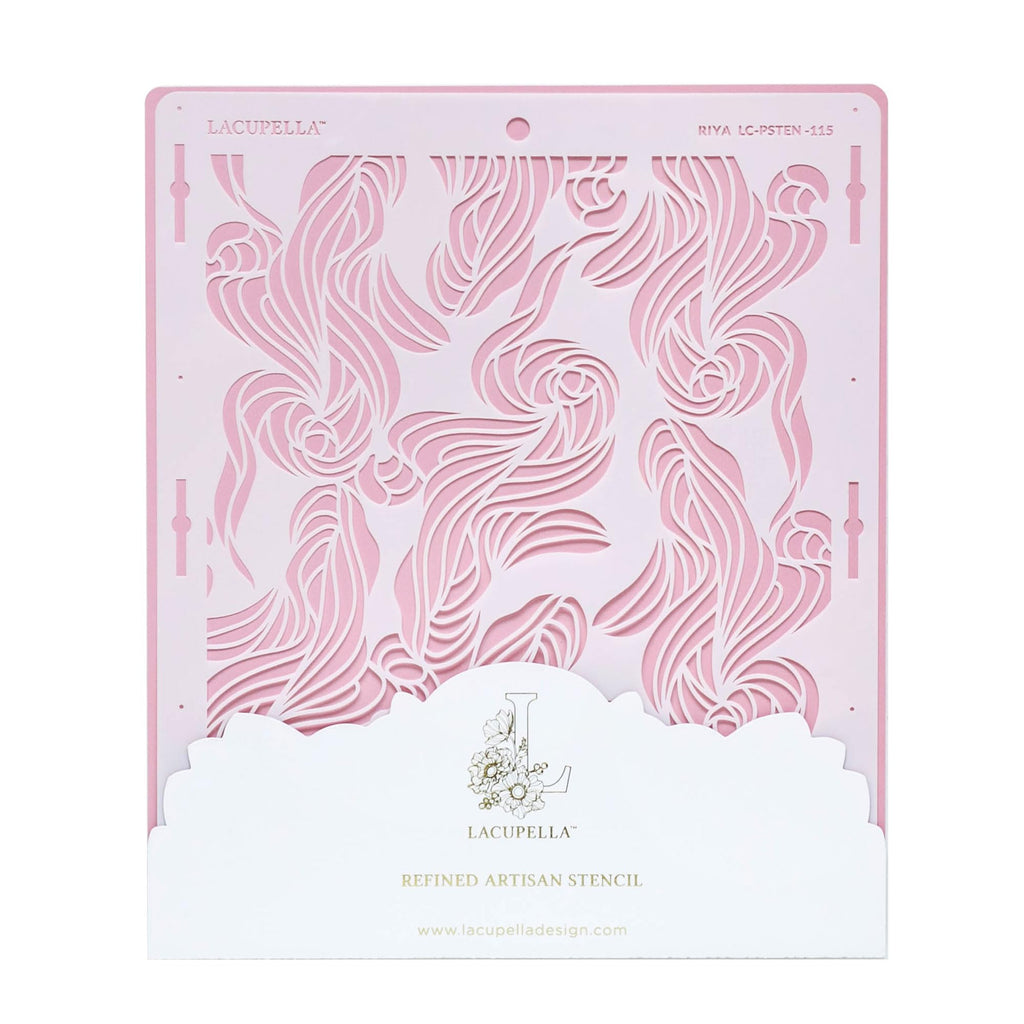Lacupella Cake Stencil - Seamless Delicate Pattern for Decorating Tall Double Barrel Cake to Use with Buttercream, Royal Icing, Ganache, Paint, Airbrush (Riya)