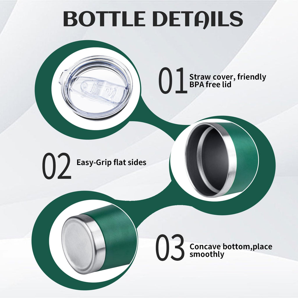 DIW 20oz Insulated Tumbler Travel Coffee Mug with Lid Straw(Dark Green,1)
