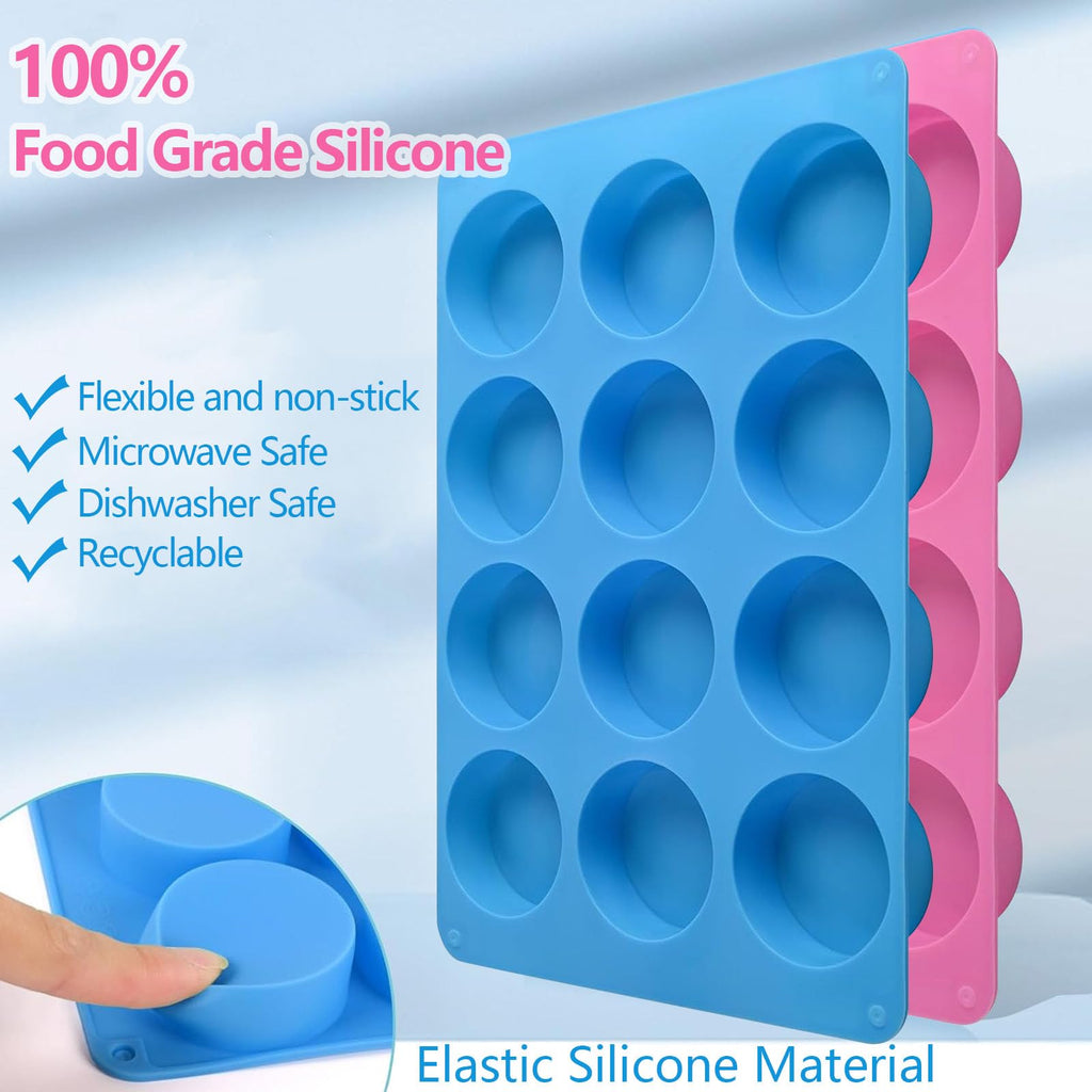 Round Chocolate Cookie Molds,SAGOOITS 12-Cavity Cylinder Chocolate Silicone Molds for Cookies Candy Jelly Mini Cakes and Muffin(2 PCS)