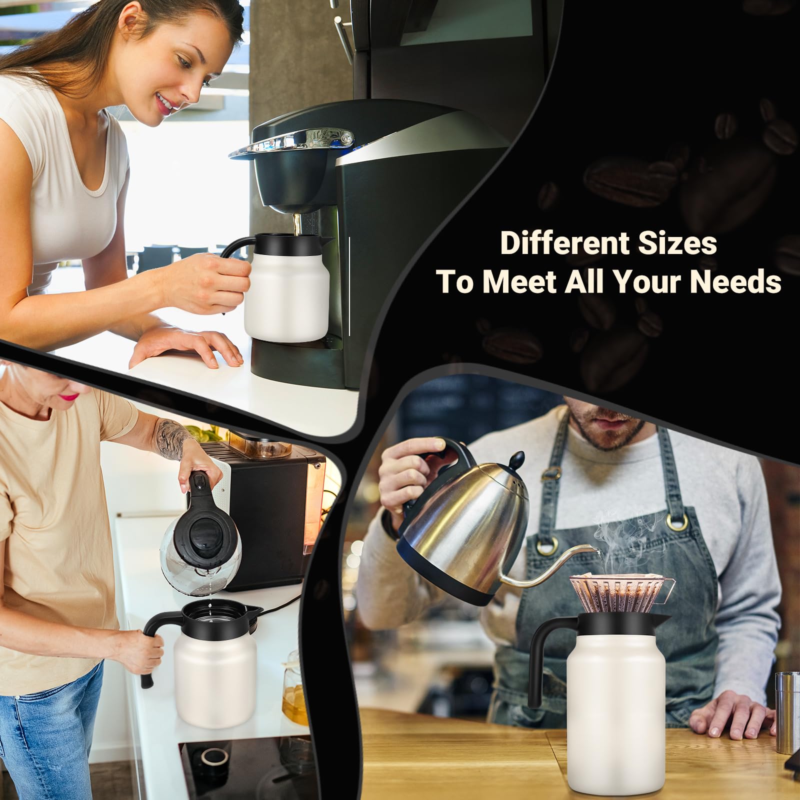 WYHVAND Insulated Coffee Carafe, 51 oz, Keeps Hot for 12H, Cream