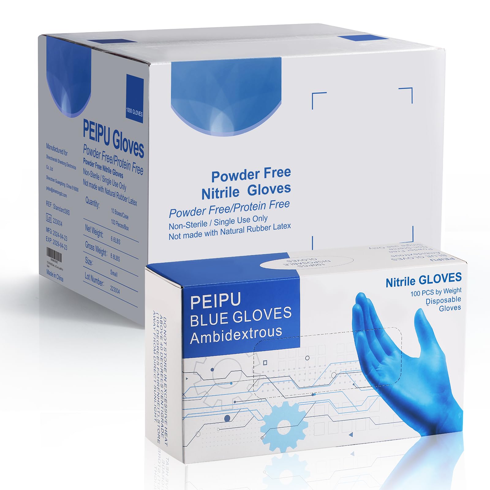 PEIPU Nitrile Glov, Disposable Gloves(Medium, 1000-Pack)，Powder Free, Cleaning Service Gloves, Latex Free