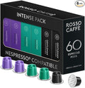 ROSSO CAFFÈ 60 Espresso Coffee Pods for Nespresso Original Machines - Pack of Rich and Bold Capsules, 3 Premium Intense Dark Flavors