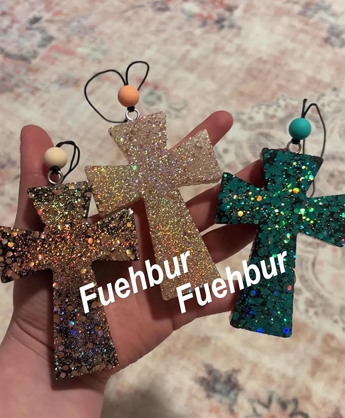 【300+ Design Optional】 Fuehbur Cross Pendant Freshie Mold, Silicone Epoxy Resin Molds for Car Freshies, Aroma Beads, Soap Candle Pendant Mould-Oven Safe