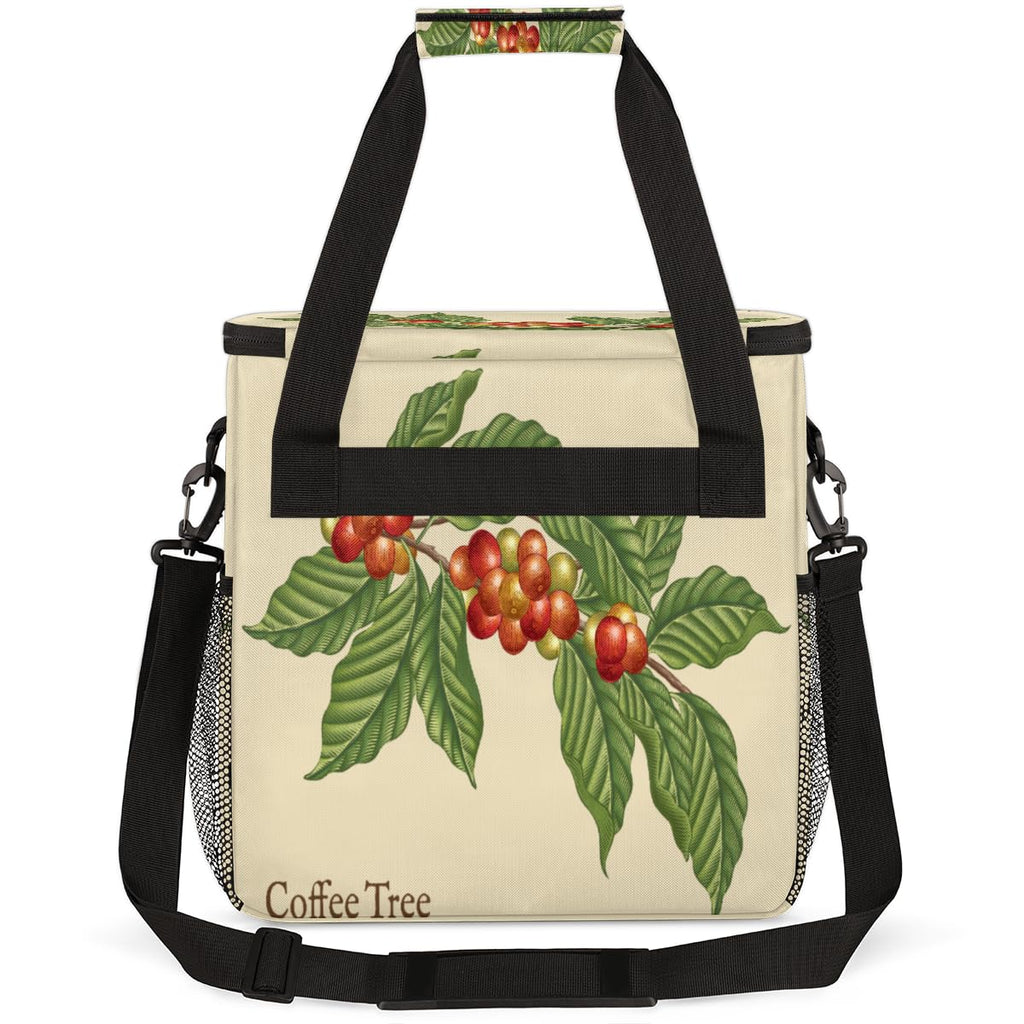Coffee Tree Coffee Maker Carring Bag Coffee Leaf Bean Travel Carrying Storage Tote Bag Compatible with Keurig K-Mini or K-Mini Plus Portable Single Serve Coffee Brewer Case with Pockets for K-cup Pods