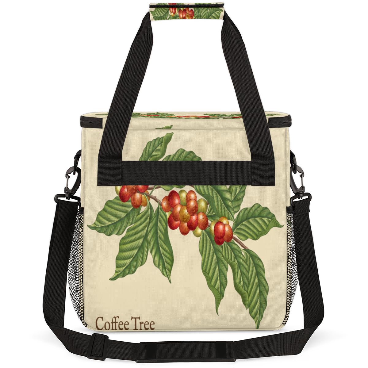 Coffee Tree Coffee Maker Carring Bag Coffee Leaf Bean Travel Carrying Storage Tote Bag Compatible with Keurig K-Mini or K-Mini Plus Portable Single Serve Coffee Brewer Case with Pockets for K-cup Pods