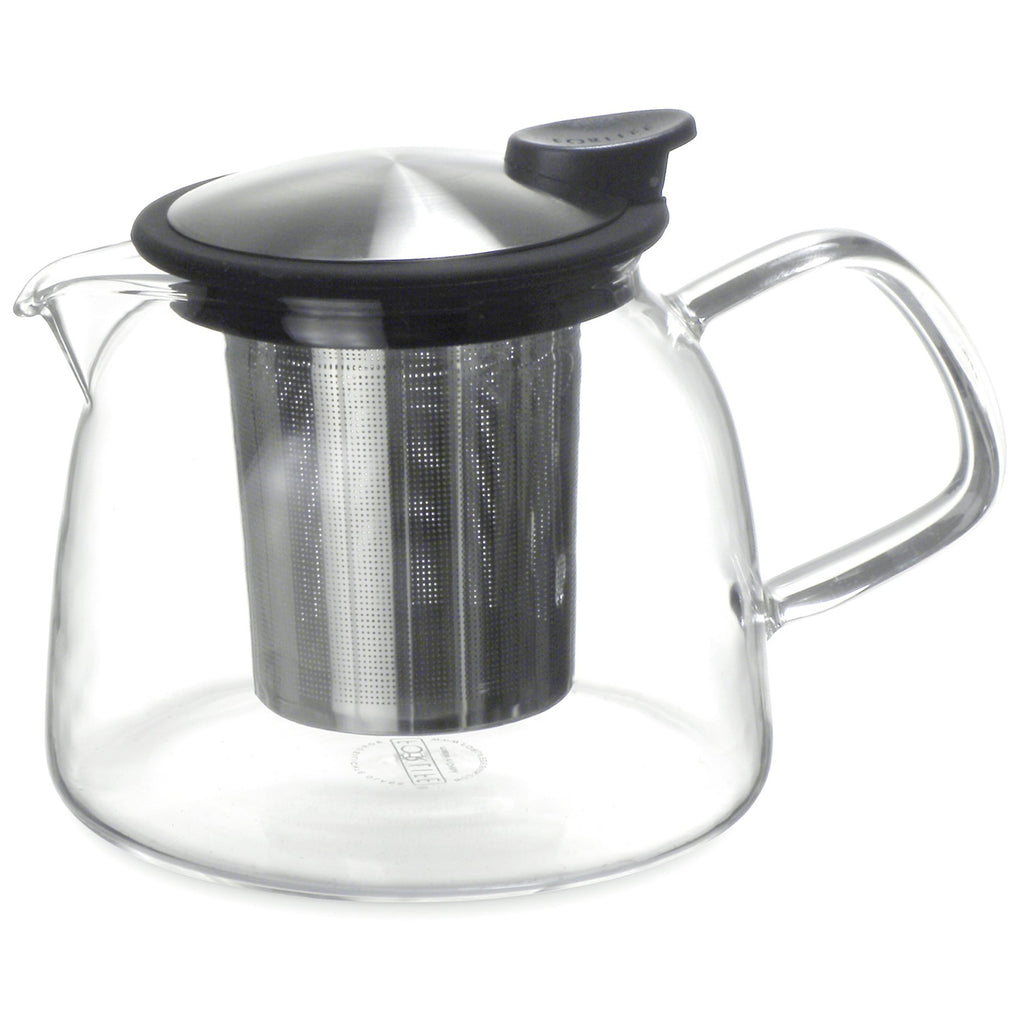 Forlife Bell Glass Teapot with Basket Infuser, 24-Ounce/730ml, Black Graphite