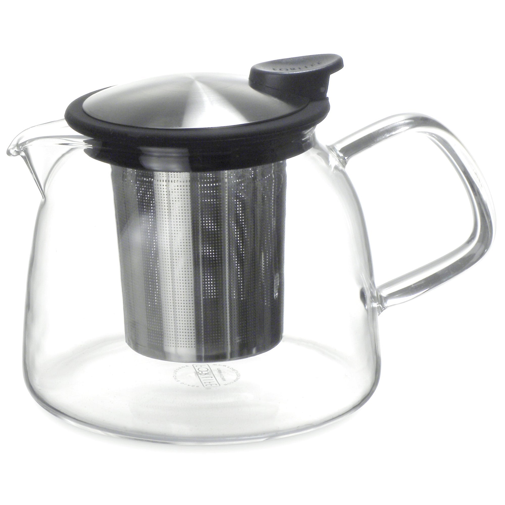 Forlife Bell Glass Teapot with Basket Infuser, 24-Ounce/730ml, Black Graphite