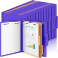 24 Pcs Classification Folders Letter Size Bulk - 2 Dividers Pressboard File Folder with 3. 5 Inch Expansion, 2 Prongs Fastener, Heavy Duty Office File Organizer for Teacher Medical (Purple)