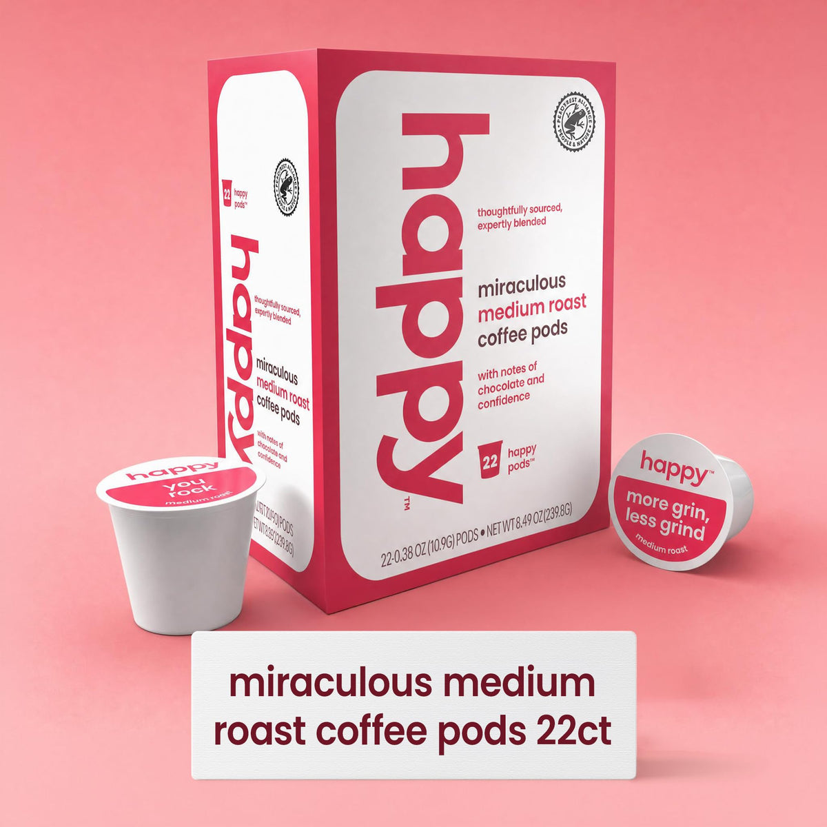 Happy Coffee Medium Roast Coffee Pods, 22 Count