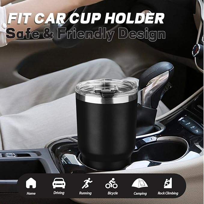 30 oz Tumbler with Lids and Straws, Stainless Steel Insulated Coffee Tumbler, Double Wall Vacuum Insulated Travel Mug Cup, Leakproof Thermal Coffee Cup for Hot and Cold Drinks (Black)