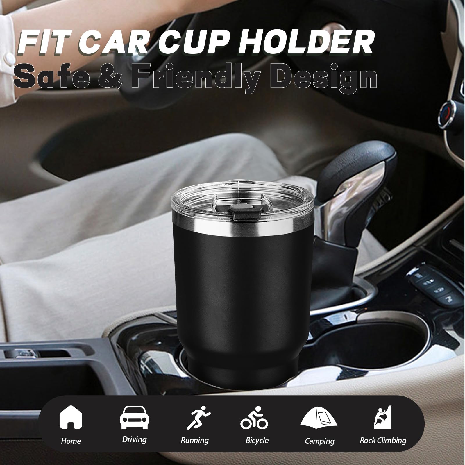 GUDEMAO 30 oz Tumbler with Lids and Straws, Stainless Steel Insulated Coffee Tumbler, Double Wall Vacuum Insulated Travel Mug Cup, Leakproof Thermal Coffee Cup for Hot and Cold Drinks (Black)