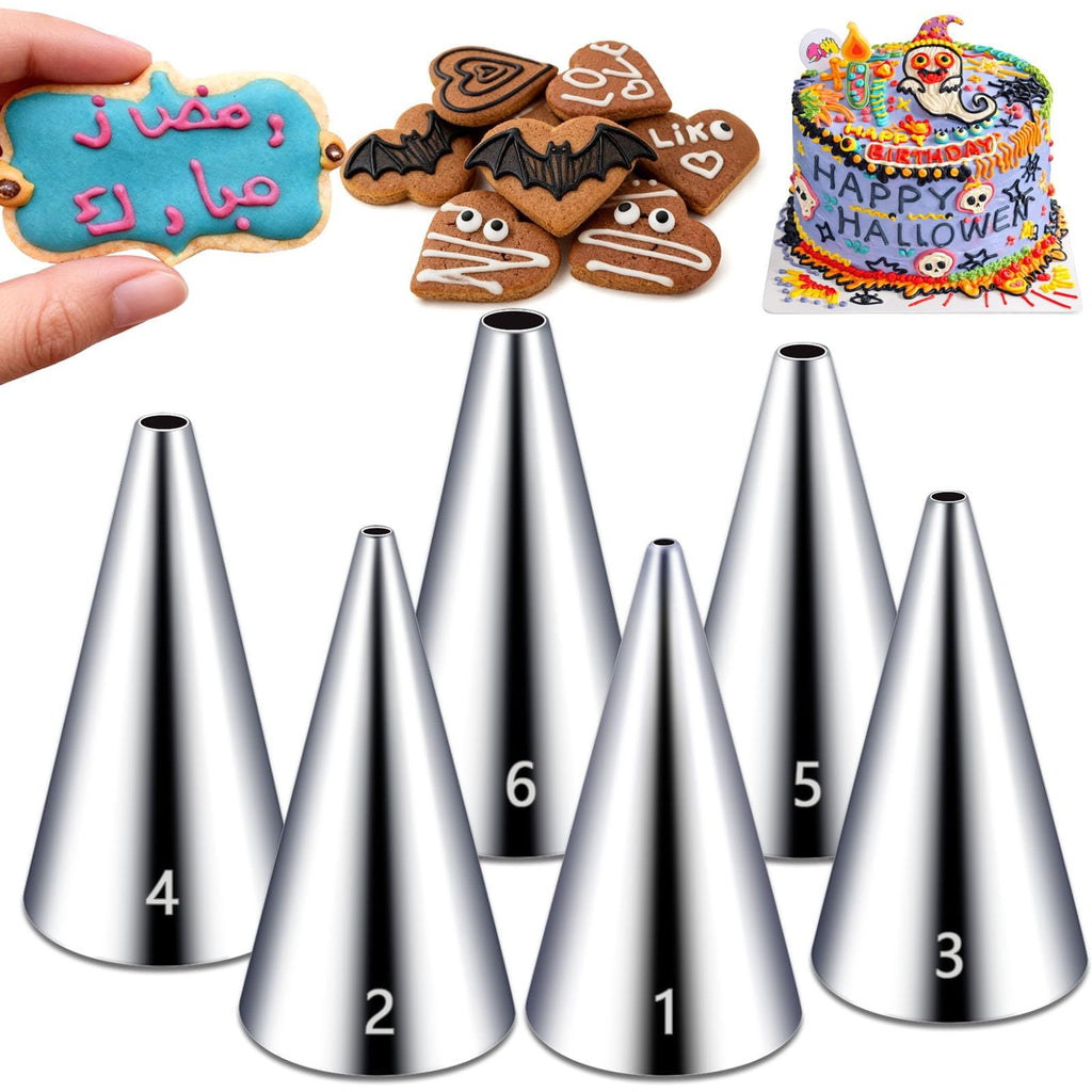Hendiy 6 Pieces Round Stainless Steel Piping Tips Set