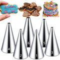 Hendiy 6 Pieces Round Stainless Steel Piping Tips Set