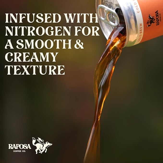 Raposa Nitro Cold Brew Ready to Drink Coffee 250ml - 8.45oz - Made with Oat Milk- Dairy Free - Vegan Cold Brew Ready to Drink, Non GMO, No Artificial Anything - 150mg Caffeine (Cafe Latte (12 Pack))