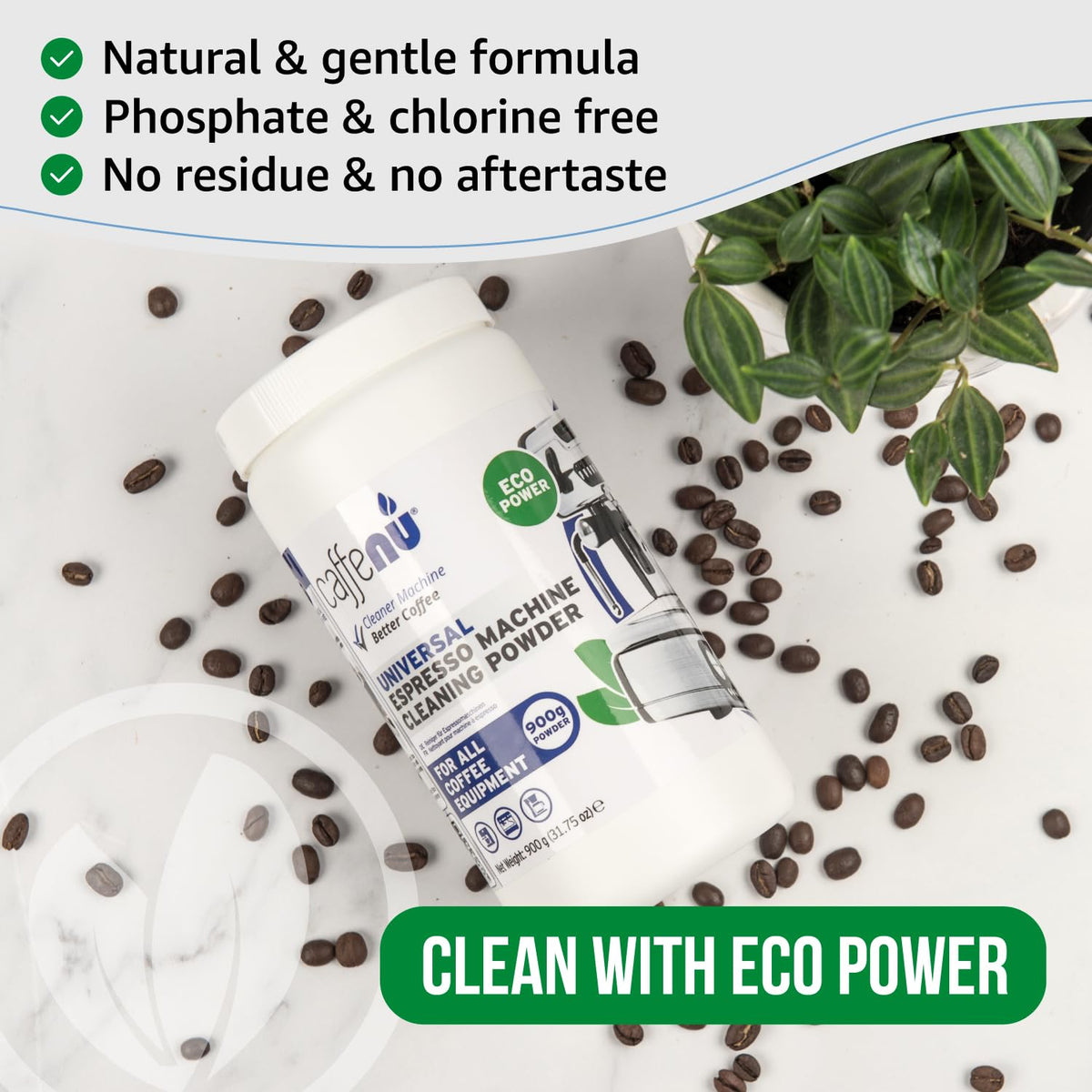 Caffenu Espresso Machine Cleaning Powder, Group Head Cleaner, 31 oz/900g